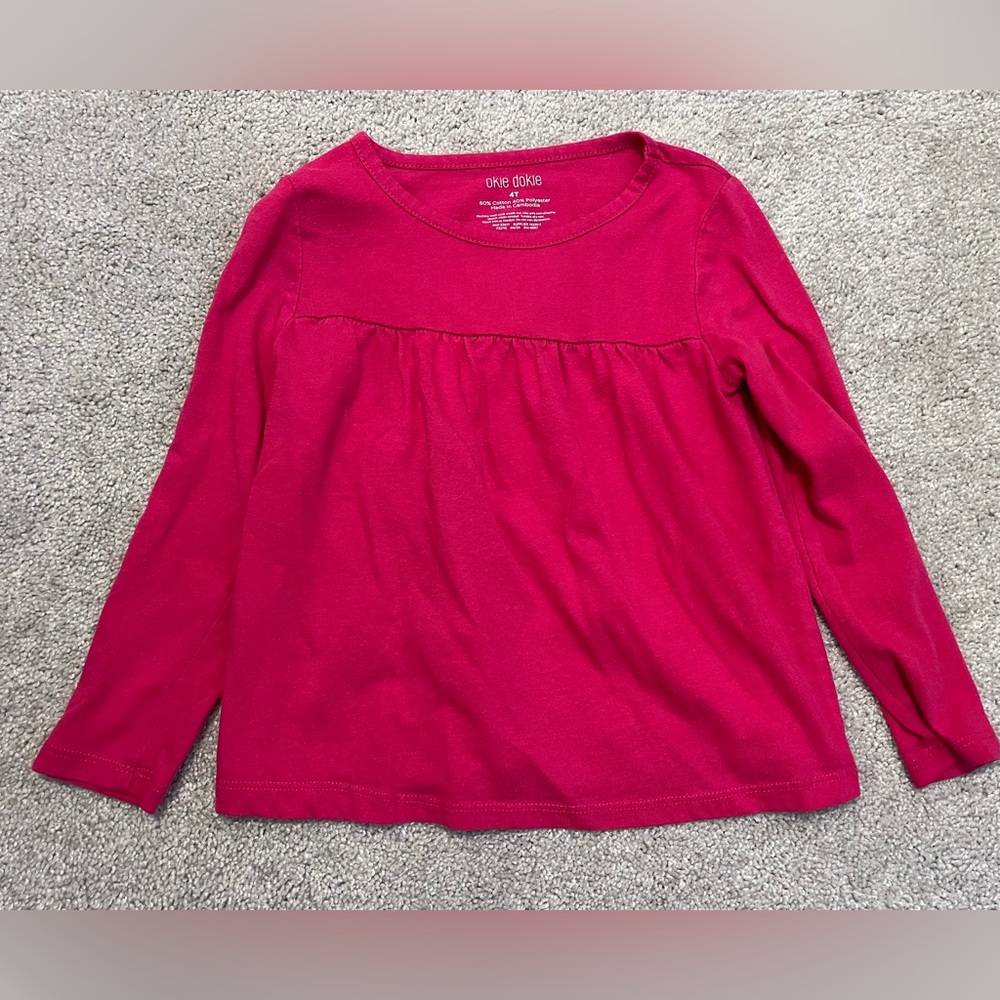 ⭐️5/$25⭐️ Okie Dokie Girls 4T Pink Long Sleeve Tee Casual Comfort